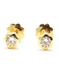 Pendientes Oro 18k flor 5mm