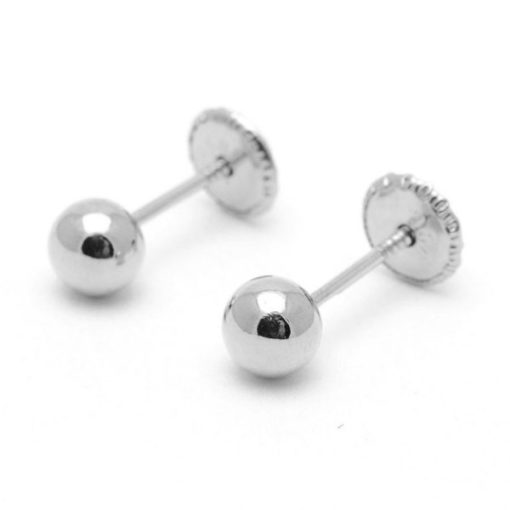 Pendientes Oro Blanco 18k Bola