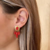 Pendientes Oro 18k largo coral