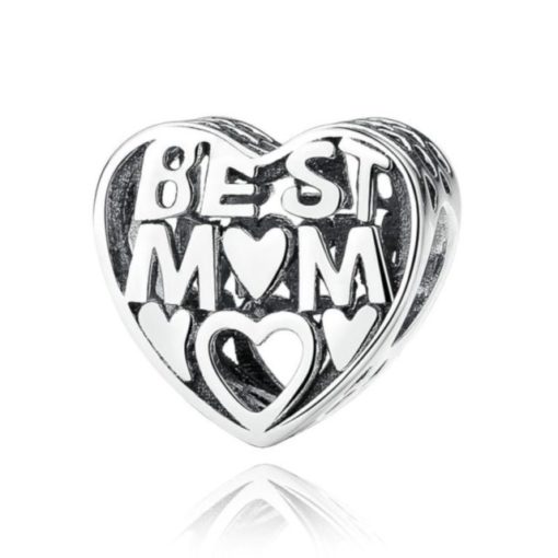 Charm en plata de ley corazón mom