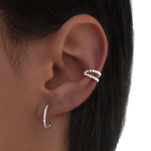 Ear cuff plata de ley doble bolas