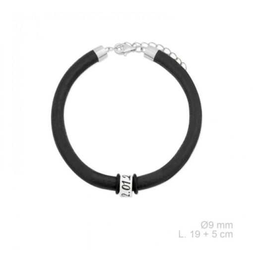 Pulsera Plata de Ley cuero personalizada