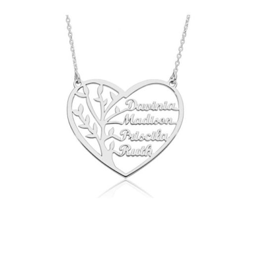 Gargantilla plata de ley corazon arbol personalizado