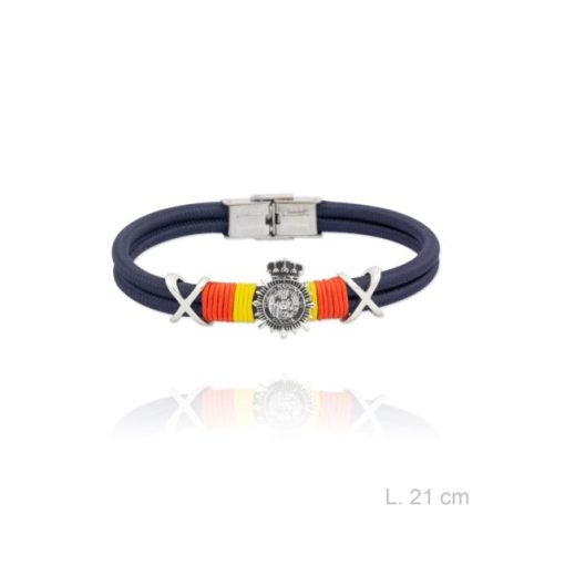 Pulsera acero policia nacional azul