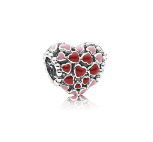 Charm corazon rojo y rosa plata. jpg