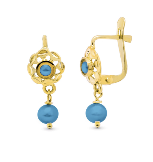 Pendientes Oro 18k cubana turquesa