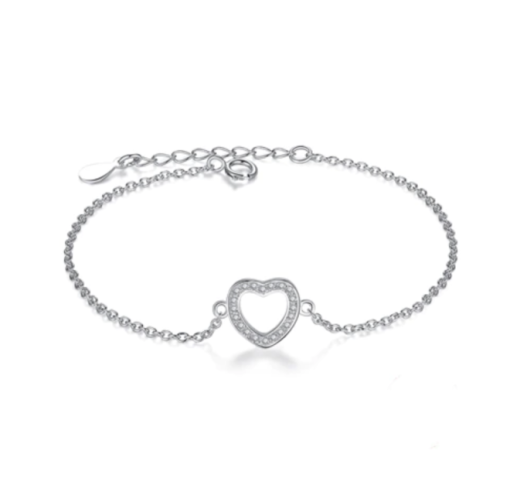 Pulsera plata corazón piedra