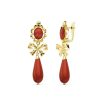 Pendientes Oro 18k coral lazo