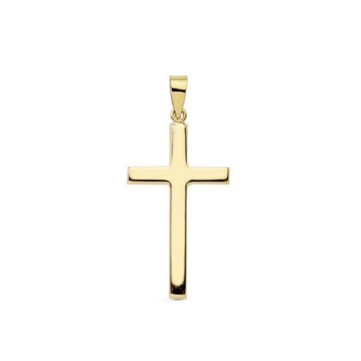 Colgante cruz lisa Oro 18k palo rectangular