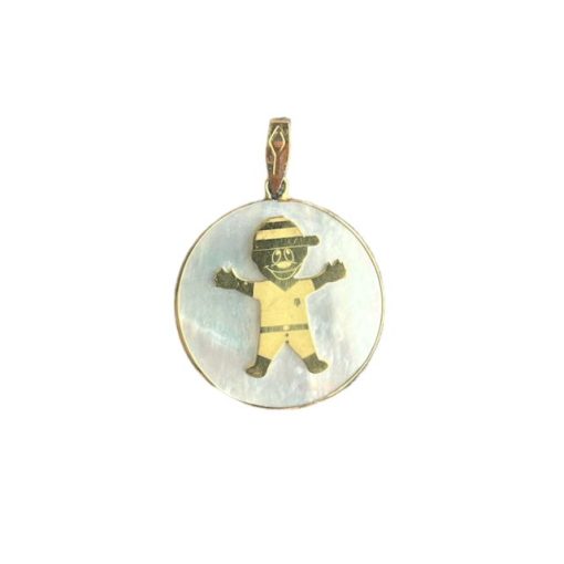 Colgante oro18k niño con nacar 25mm