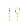 Pendientes Aros cruz oro 18k 12mm