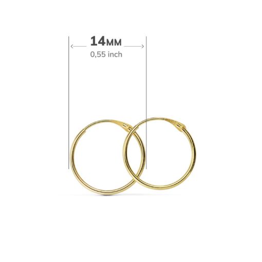 Aros oro 18k redondos lisos 14 x 1mm