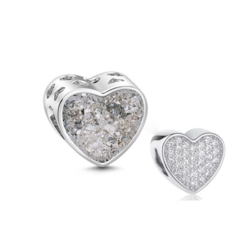 Charm plata cenizas corazon piedras