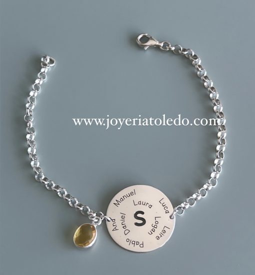 Pulsera plata redonda personalizada