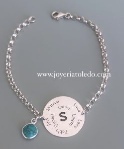 Pulsera plata redonda personalizada