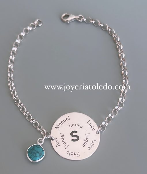 Pulsera plata redonda personalizada