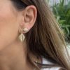 Pendientes hojas plata de ley chapado en oro 18k