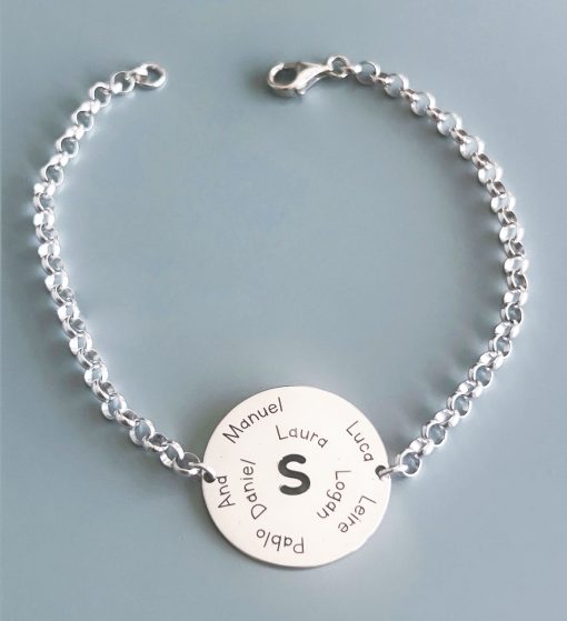 Pulsera plata redonda personalizada