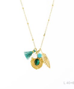 Gargantilla chapada oro 18k pluma flecos