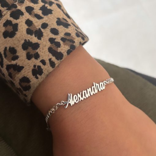 Pulsera plata nombre barbada