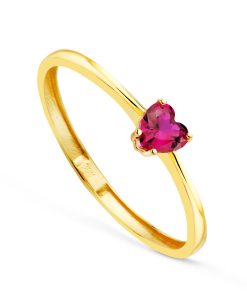 Anillo Oro 18k corazon rojo