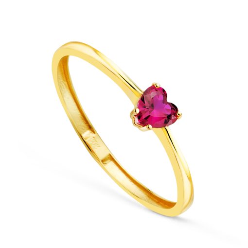 Anillo Oro 18k corazon rojo