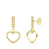 Pendientes oro 18k corazon calado y piedras